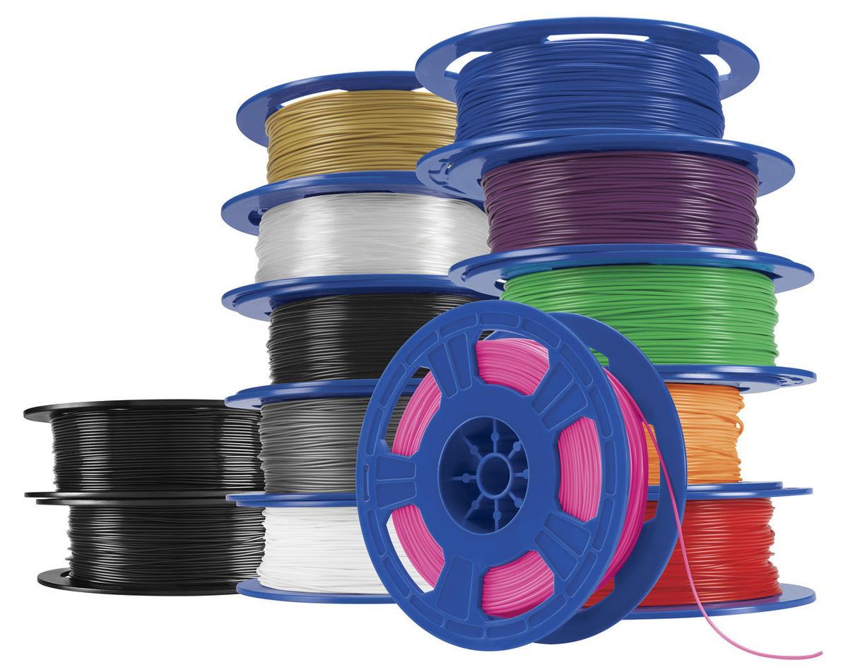 3D printing requires materials called filaments that are rolled onto spools.