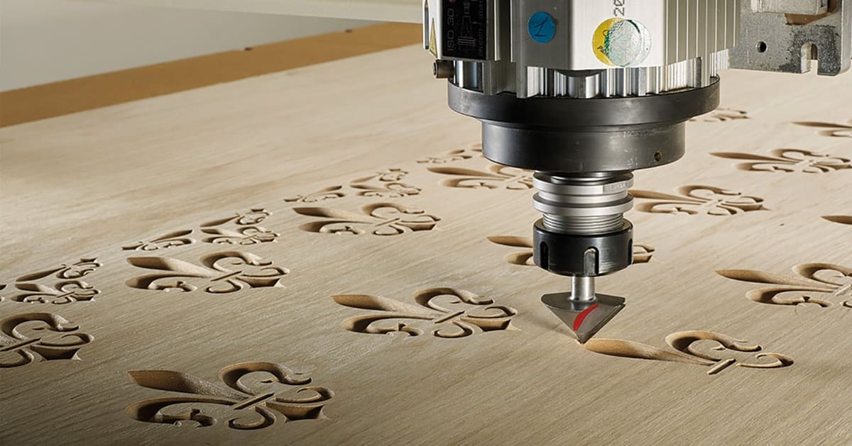 A CNC router cutting repetitive, intricate patterns.