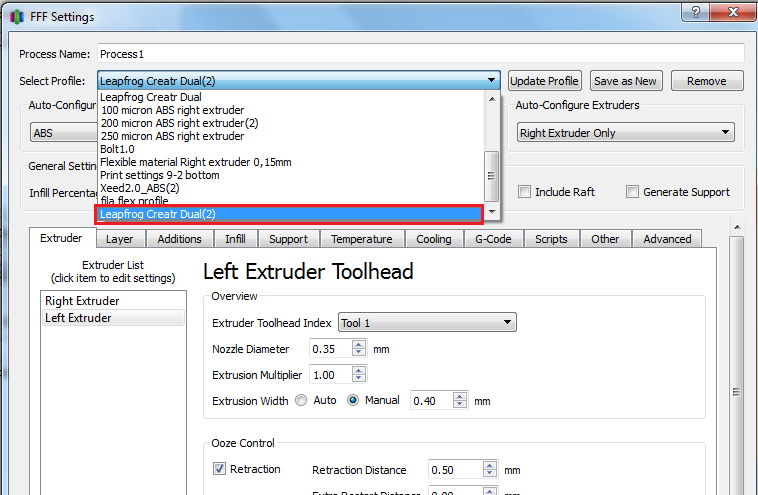 Select your printer profile from a pull-down menu