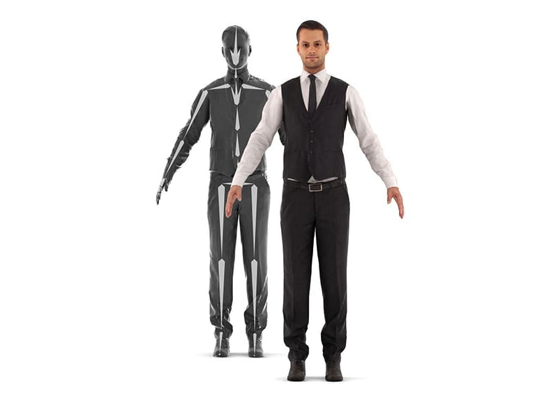 A rigged 3D model of a man