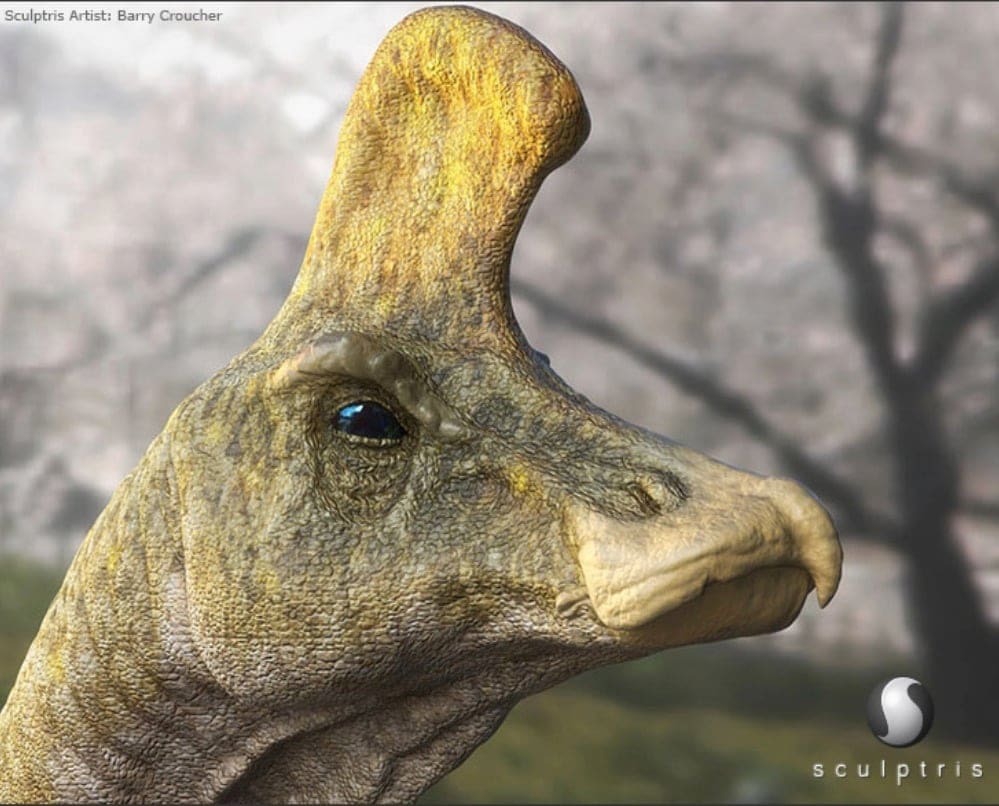 A dinosaur modeled with Sculptris