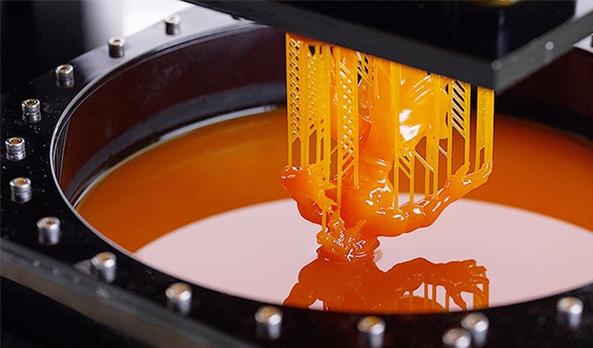 An SLA print in production