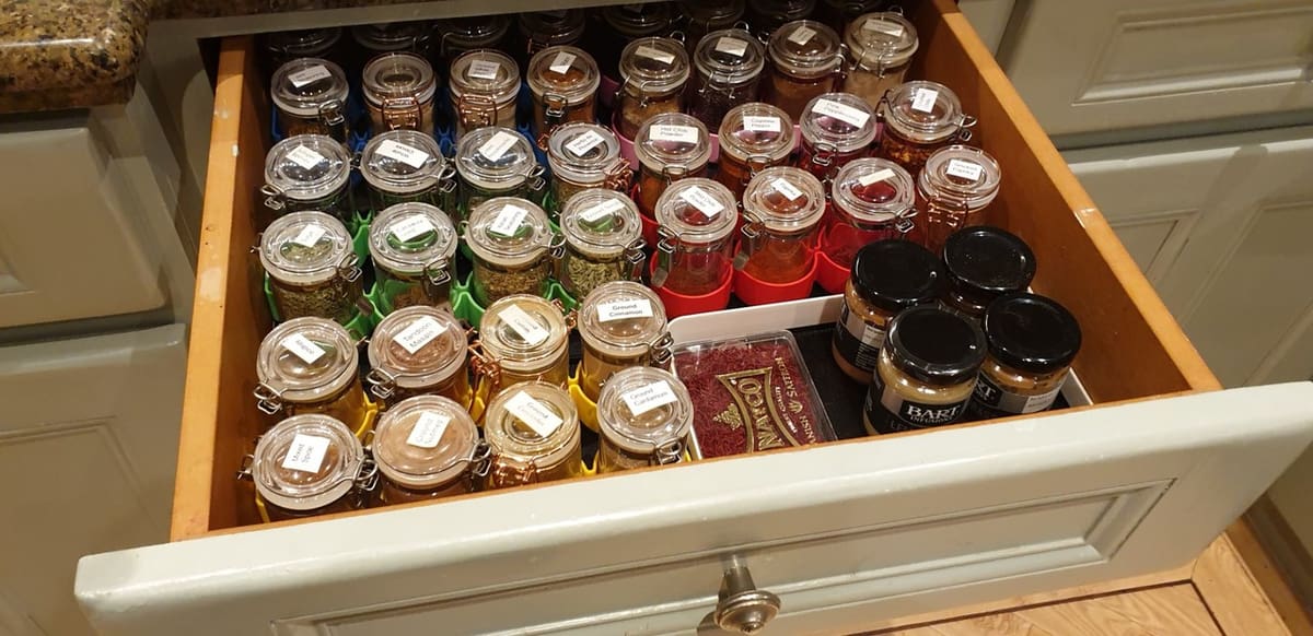 This spice organizer makes even the messiest drawer clean again
