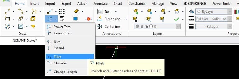 Tool to fillet corners