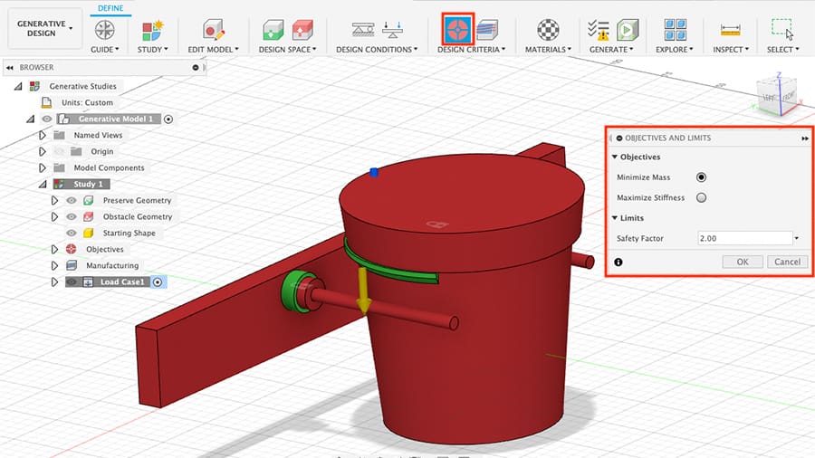 The design criteria includes both the objectives and the manufacturing method