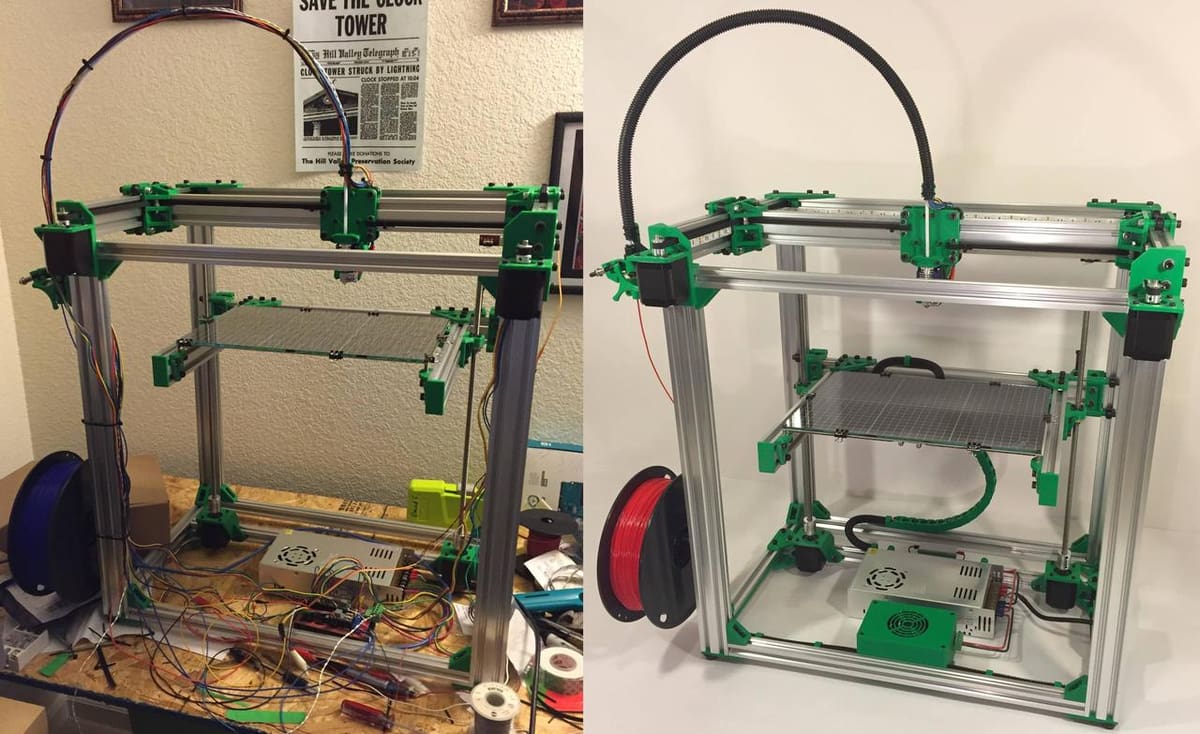 Before wiring (left) and after wiring (right)
