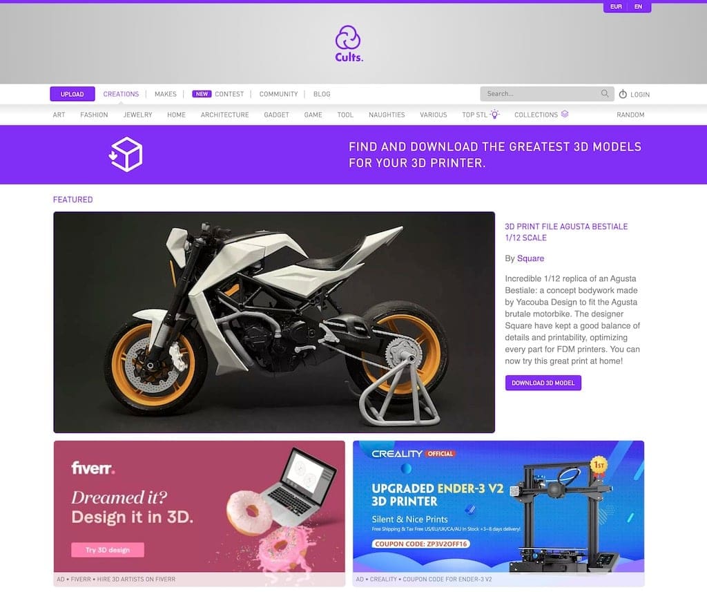 Photo de Fichier STL gratuit, fichier pour imprimante&nbsp;3D, modèle&nbsp;3D gratuit: Cults 3D