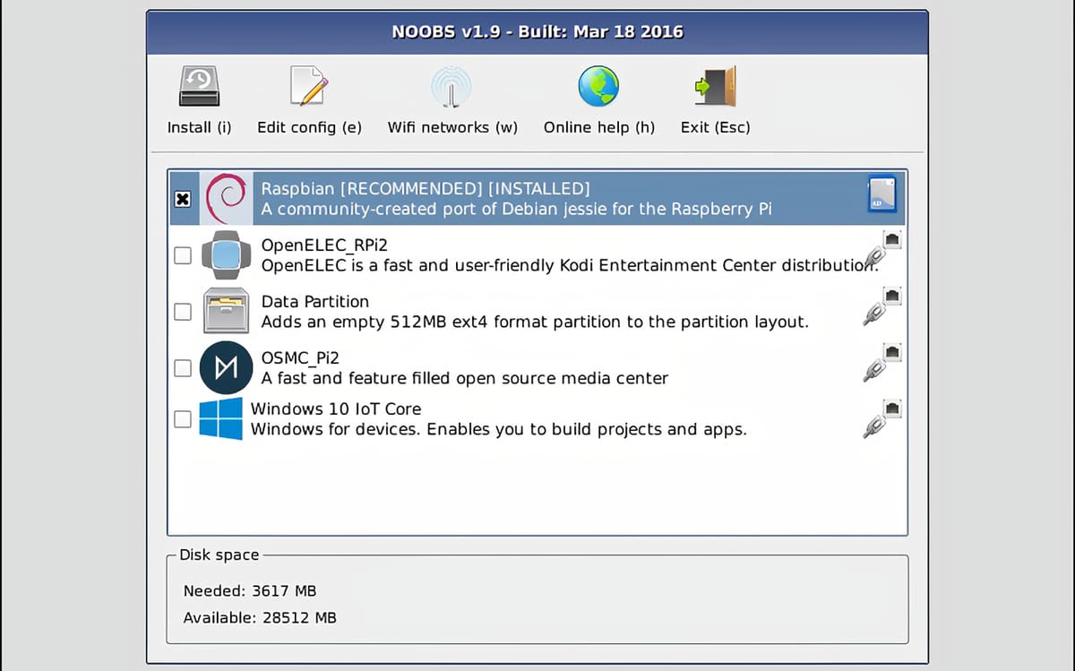 NOOBS enables you to try out different operating systems effortlessly
