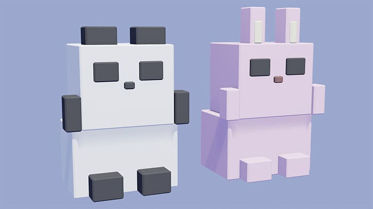 3D models created in Blender 2.8 by moving and scaling objects