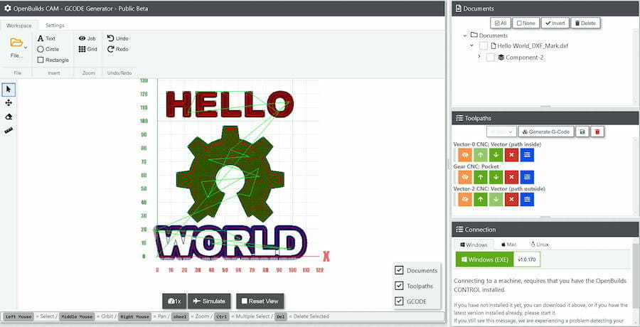 OpenBuilds CAM is a web-based Gcode generator for milling and laser cutting
