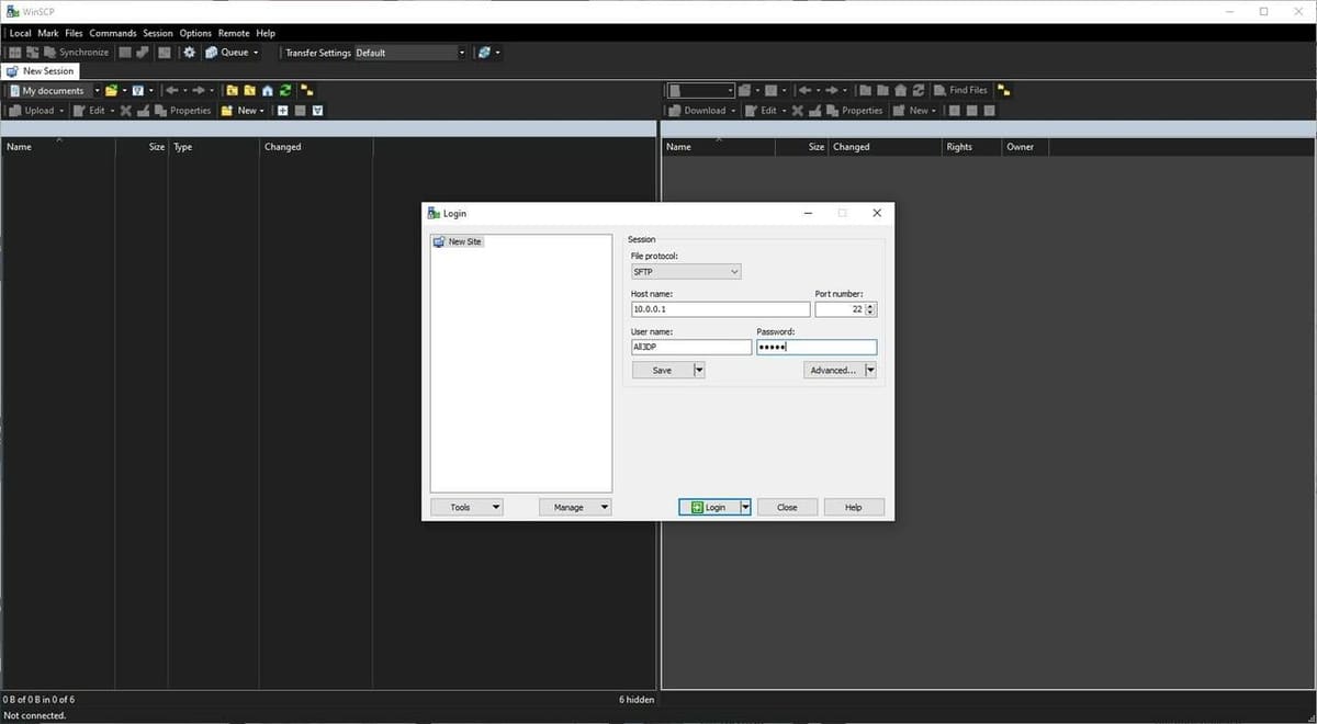 Connecting to an SFTP server in WinSCP