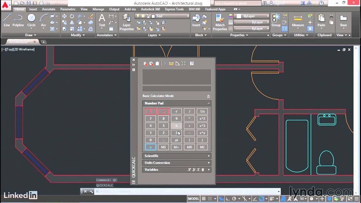 The command QUICKCALC comes in handy when you're working on dimensions
