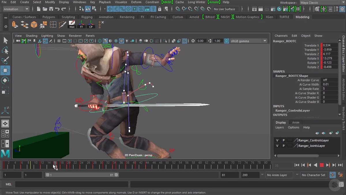 Maya let's you do complex character animation