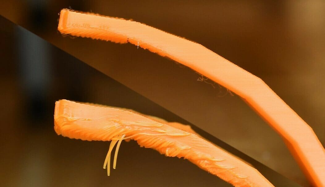 Overhangs at 100% fan speed (top) and fans off (bottom)