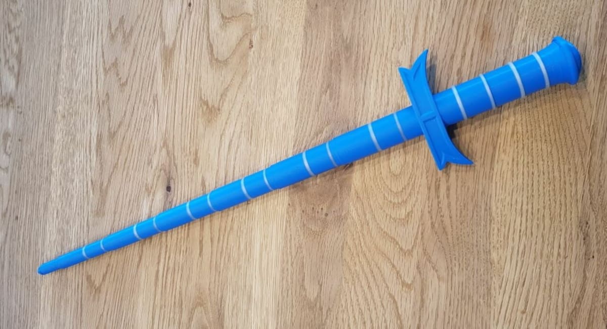 This blade of this broadsword collapses into the handle