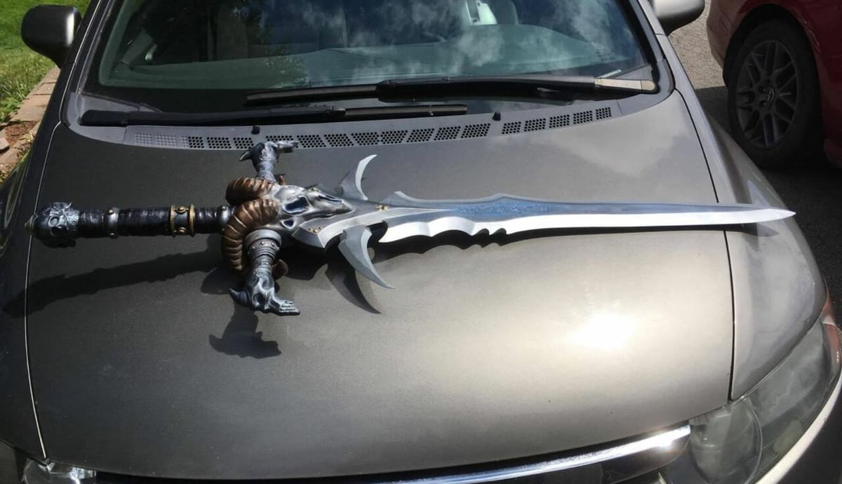 The designer used SolidWorks, ZBrush, and MeshMixer to bring Frostmourne to life