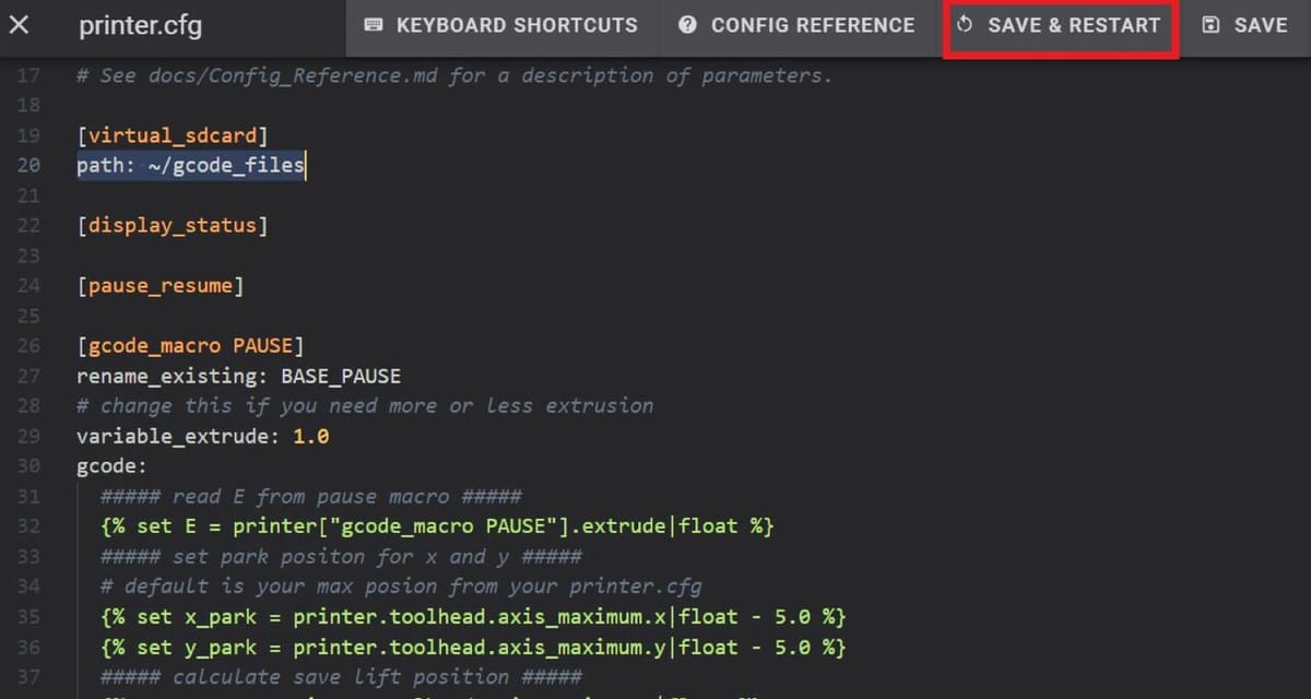 You can easily setup Fluidd by copy-pasting the stated lines from Fluidd's website
