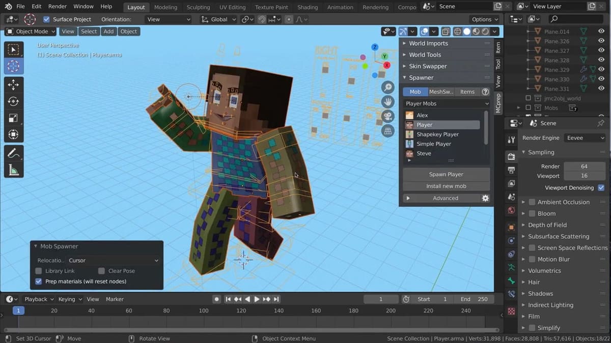 blender minecraft animation template