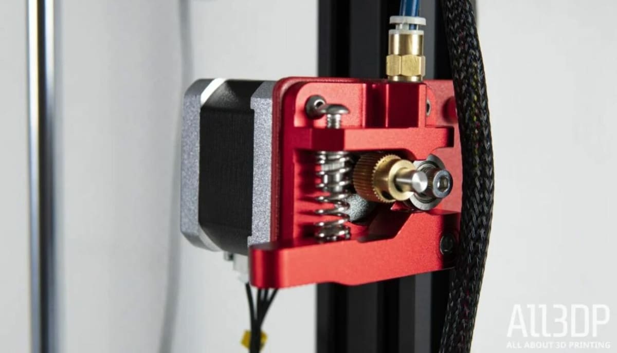 The Ender 5 Pro comes with a metal extruder frame and Capricorn PTFE tubing