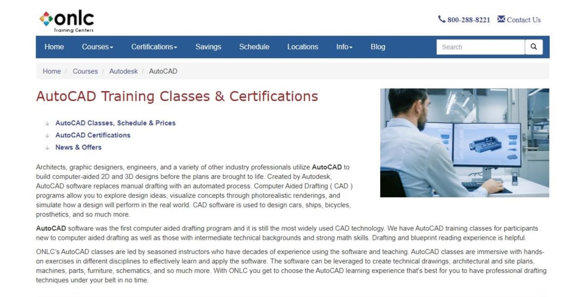 ONLC offers AutoCAD classes for a range of levels and platforms
