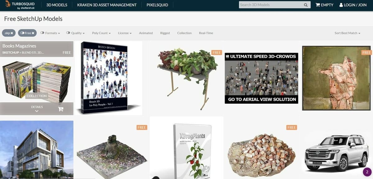 Turbosquid has many high-quality models due to its unique feature, 