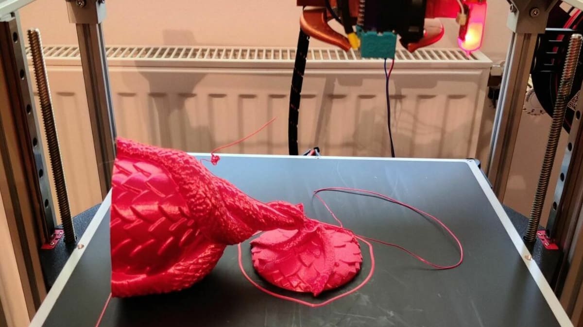 Nozzle run-ins, weak infill, and a bottleneck-structured print caused this failure