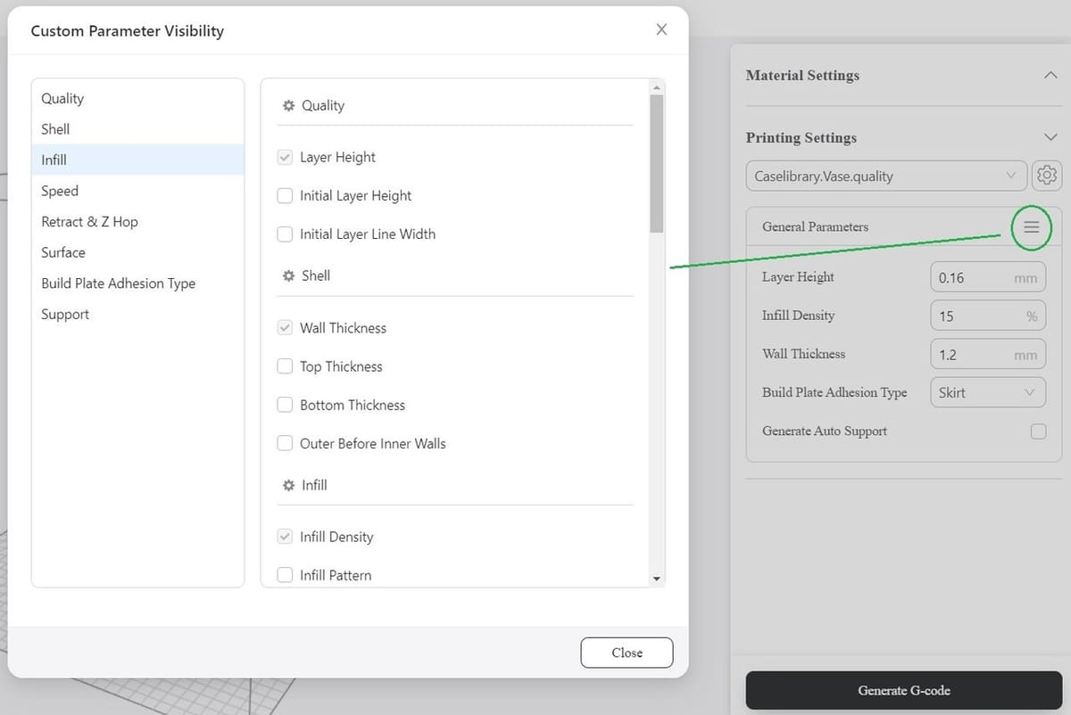 You can set your choice of parameters as visible