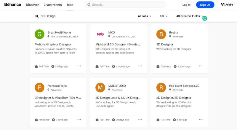 Some sites, such as Behance, focus specifically on creatives jobs