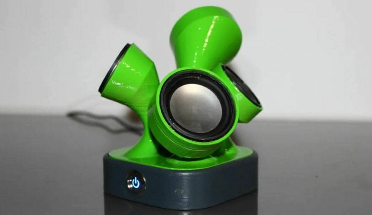 You can use a 20% infill density and supports to print the frame of this speaker