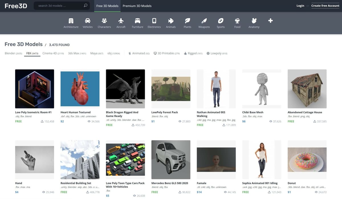 Image of: 11. Free3D