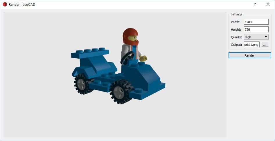 LeoCAD includes features for easy rendering