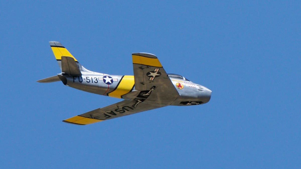 The popular F-86A Sabre in flight