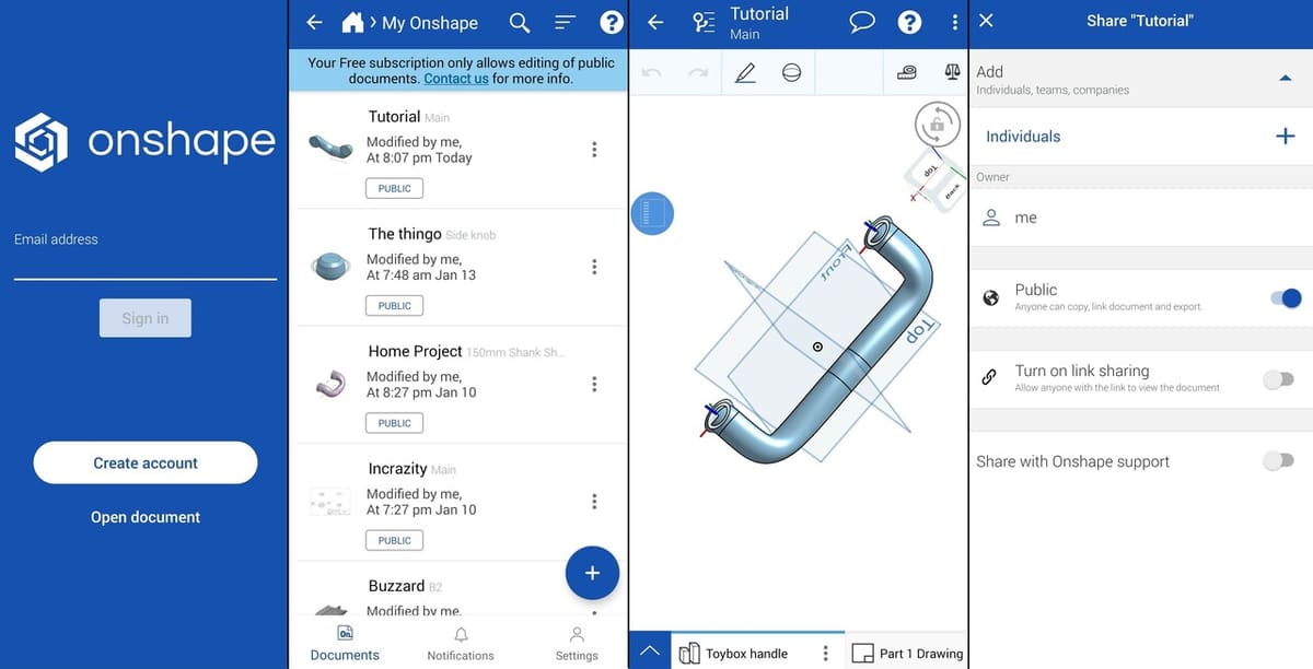 From logging in to seeing your documents, opening one, and sharing it