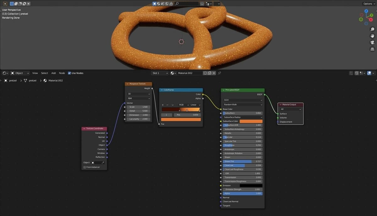 A musgrave texture is added to the model