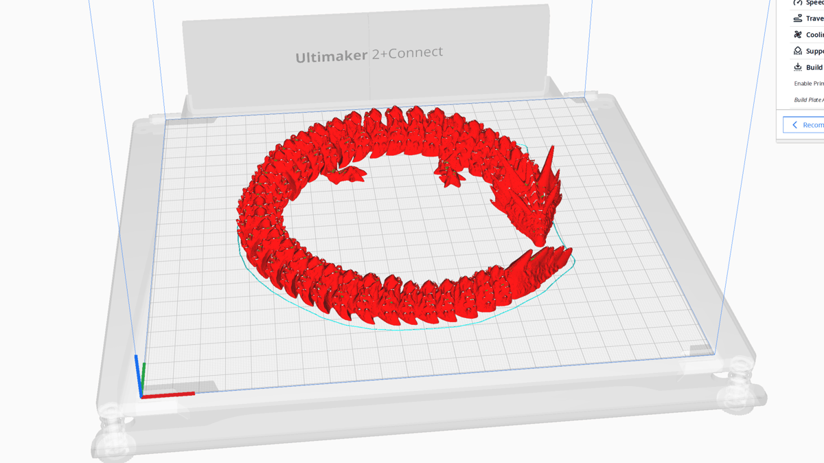 Slicing with a skirt activated in Cura