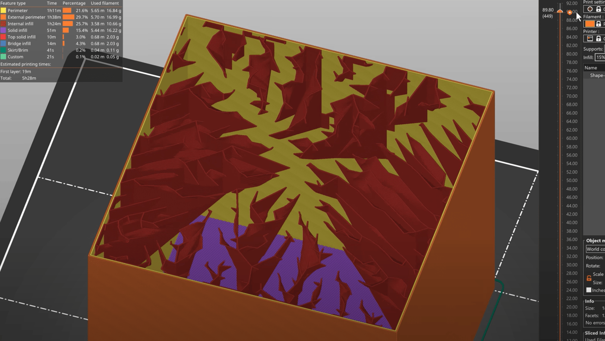 The lightning infill pattern in PrusaSlicer provides structural support