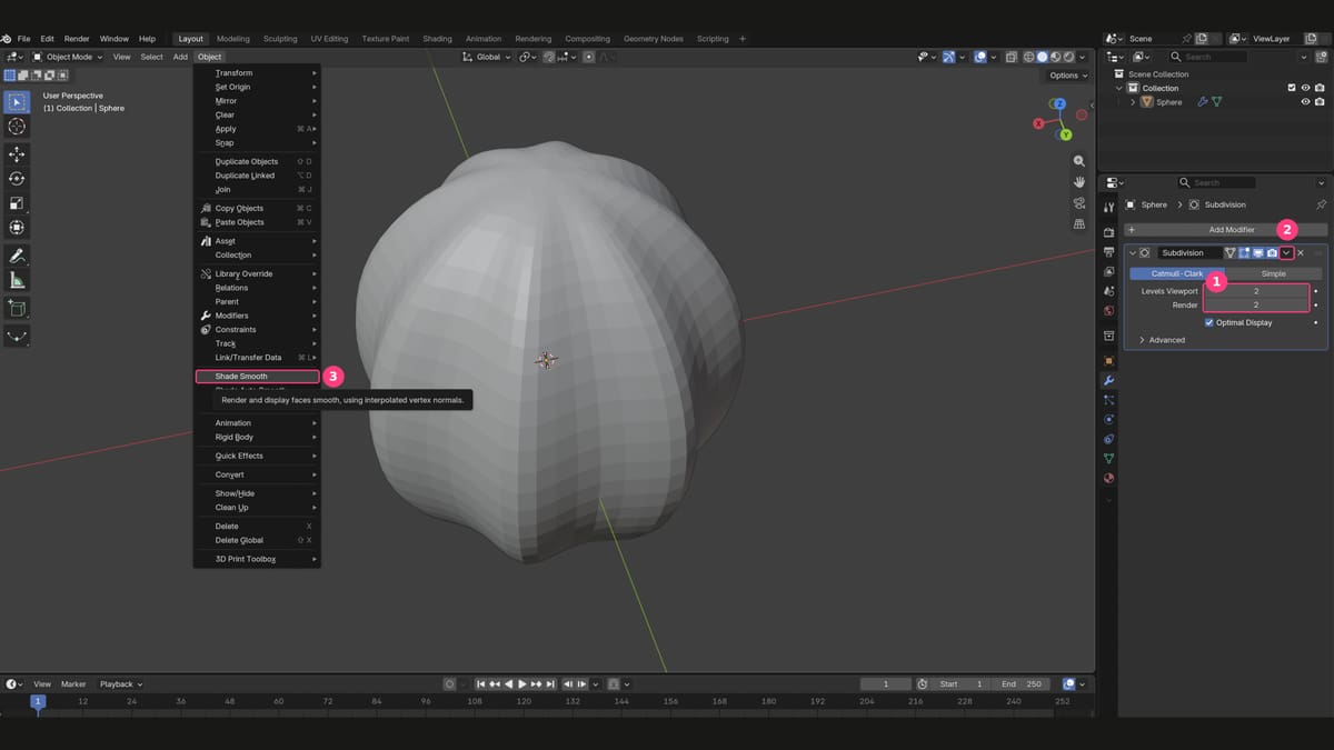 Image of: Smooth it with a Subdivision Surface modifier