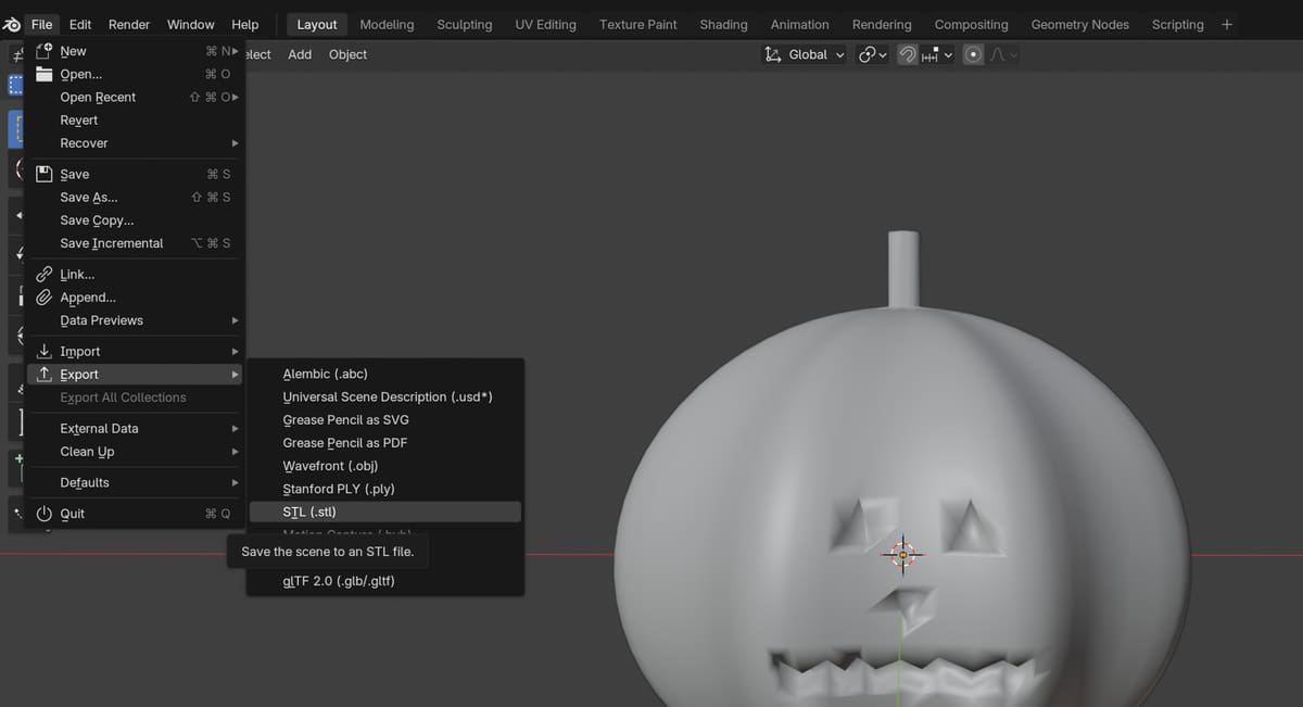 Image of: Export as STL
