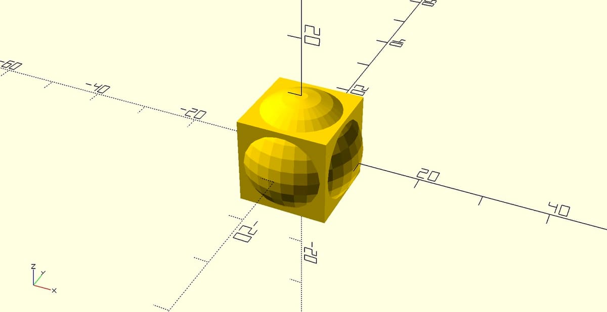 The result of a simple Union between a sphere and cube
