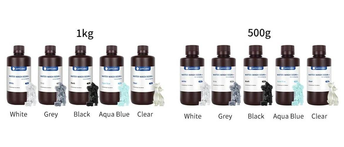 Compared to standard resins, the color options for water-washable resin are often limited
