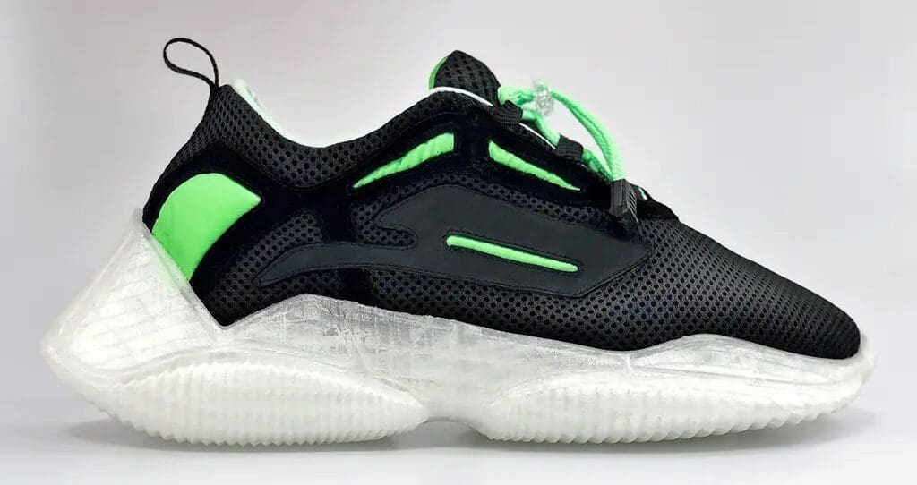 A shoe sole printed with PEBA