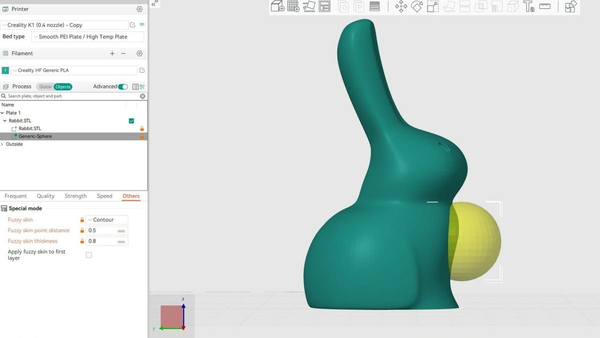 Using a sphere-shaped modifier to give Mr. Bunny an extra hairy chest