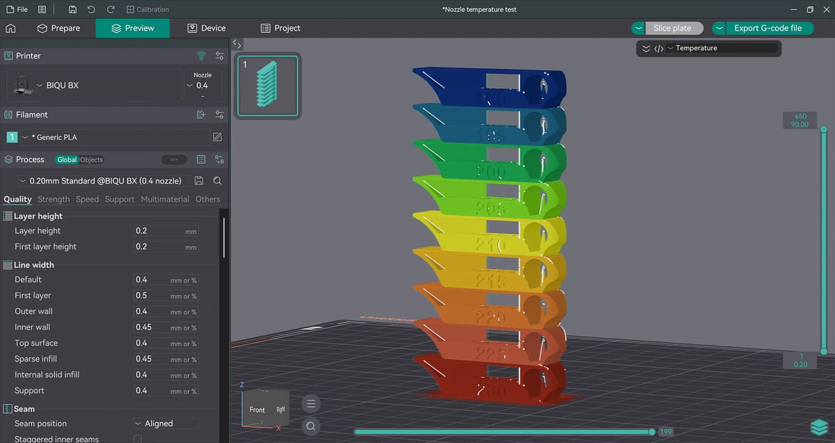 Image of: Orca Slicer Temp Tower