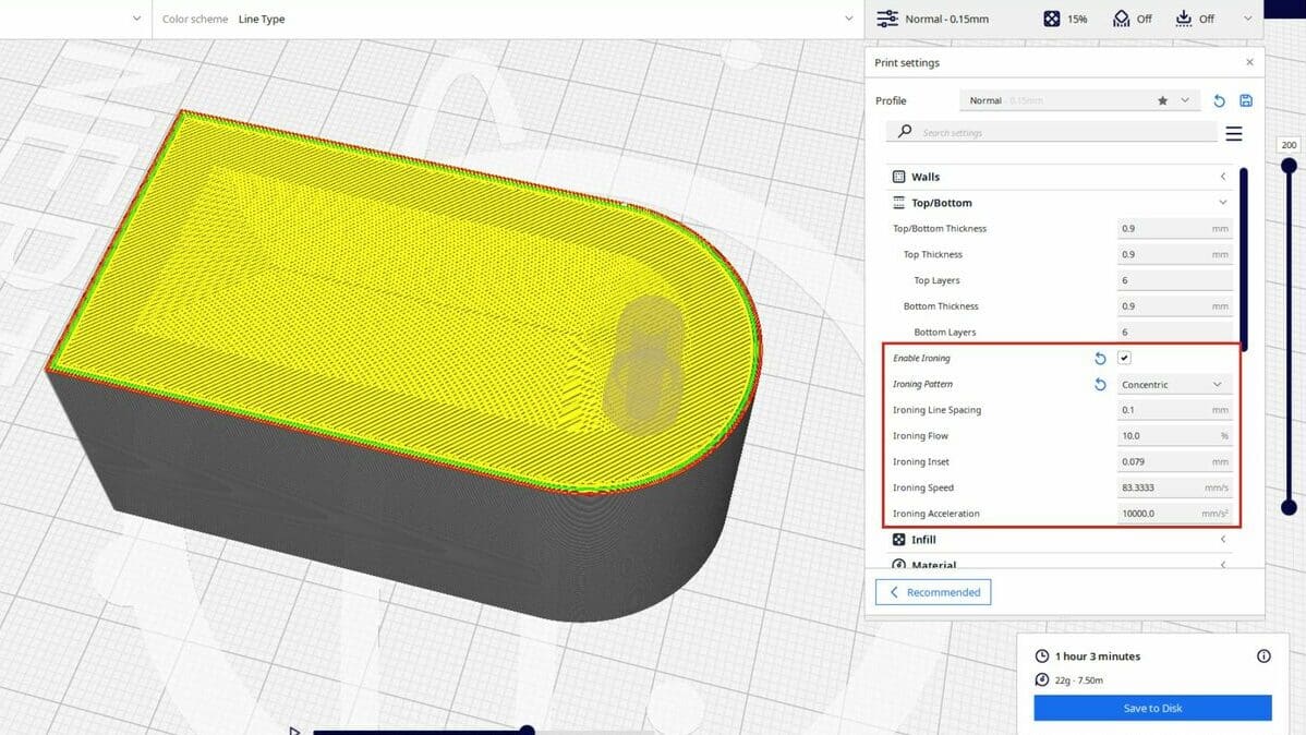 Ironing the print's surface makes it smoother