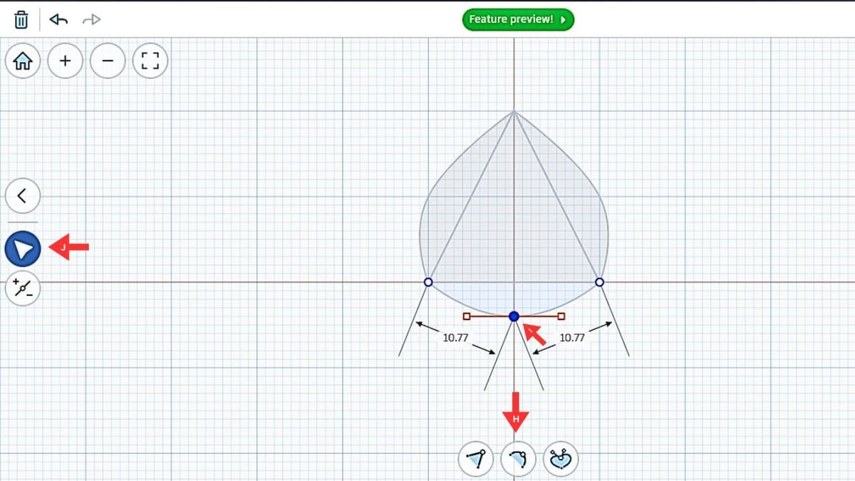Circular arcs created using the change to smooth tool