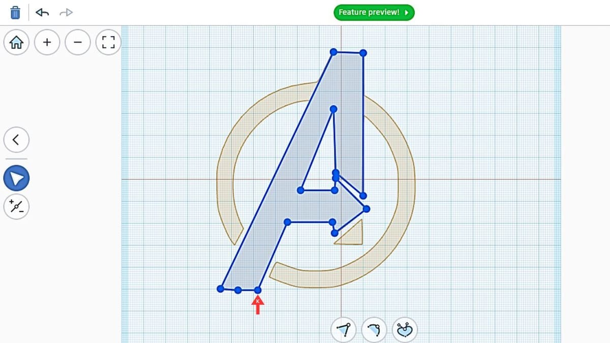 The traced image in the Sketch Workspace