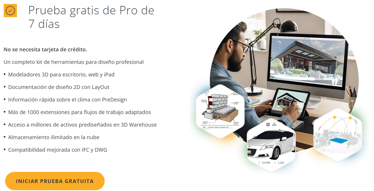 Imagen de Descargar SketchUp gratis: Versión Pro completa: prueba gratuita de 7 días