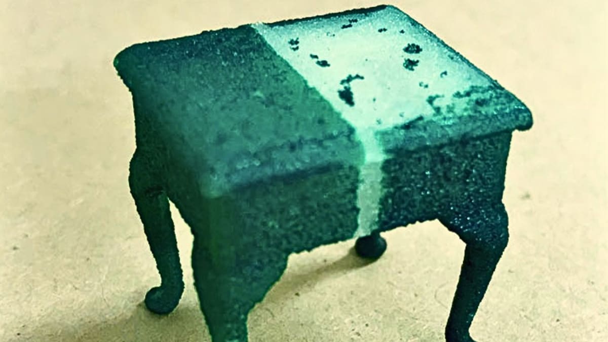 Fluid acrylic paint peeled off SLS printed TPE (material similar to TPU)