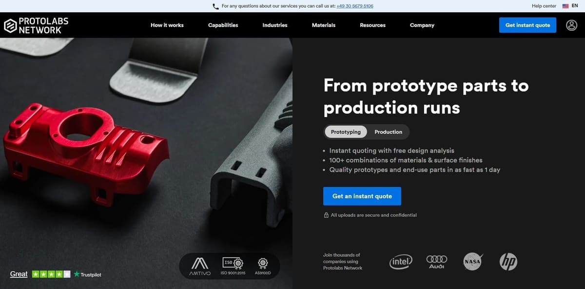 Image of Parts On Demand: Top Online 3D Printing Services: Protolabs (Network)