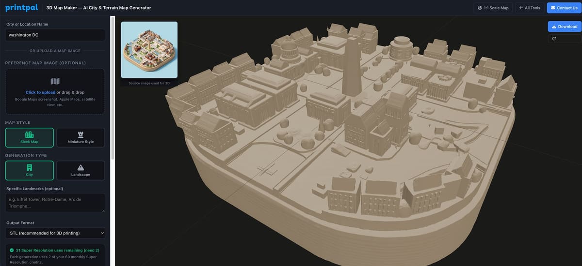 Image of 3D printed map miniature: Creating a Stylized 3D Map